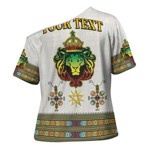Personalized Ethiopia Lion Of Judah Cross Shoulder Shirt Tibeb Style