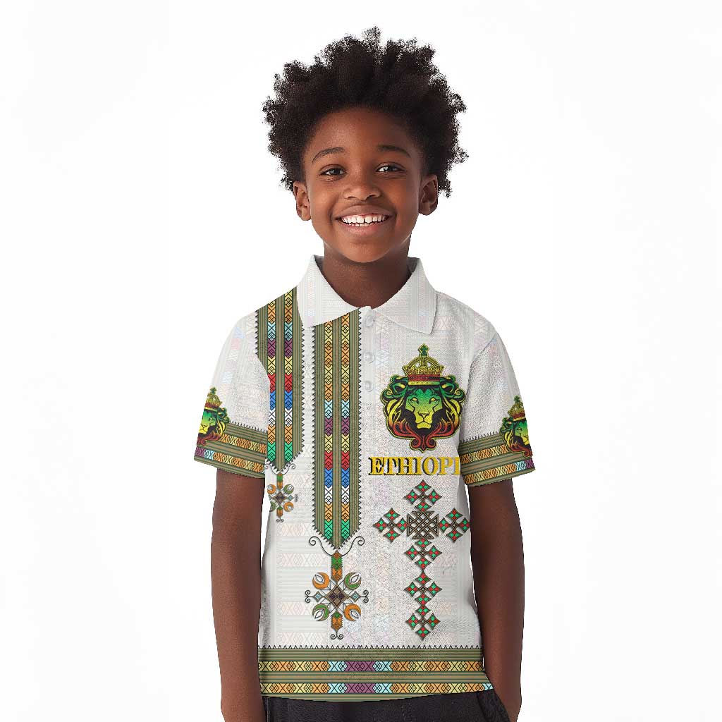 Personalized Ethiopia Lion Of Judah Kid Polo Shirt Tibeb Style