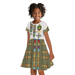 Personalized Ethiopia Lion Of Judah Kid Short Sleeve Dress Tibeb Style