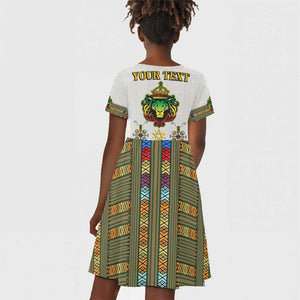 Personalized Ethiopia Lion Of Judah Kid Short Sleeve Dress Tibeb Style