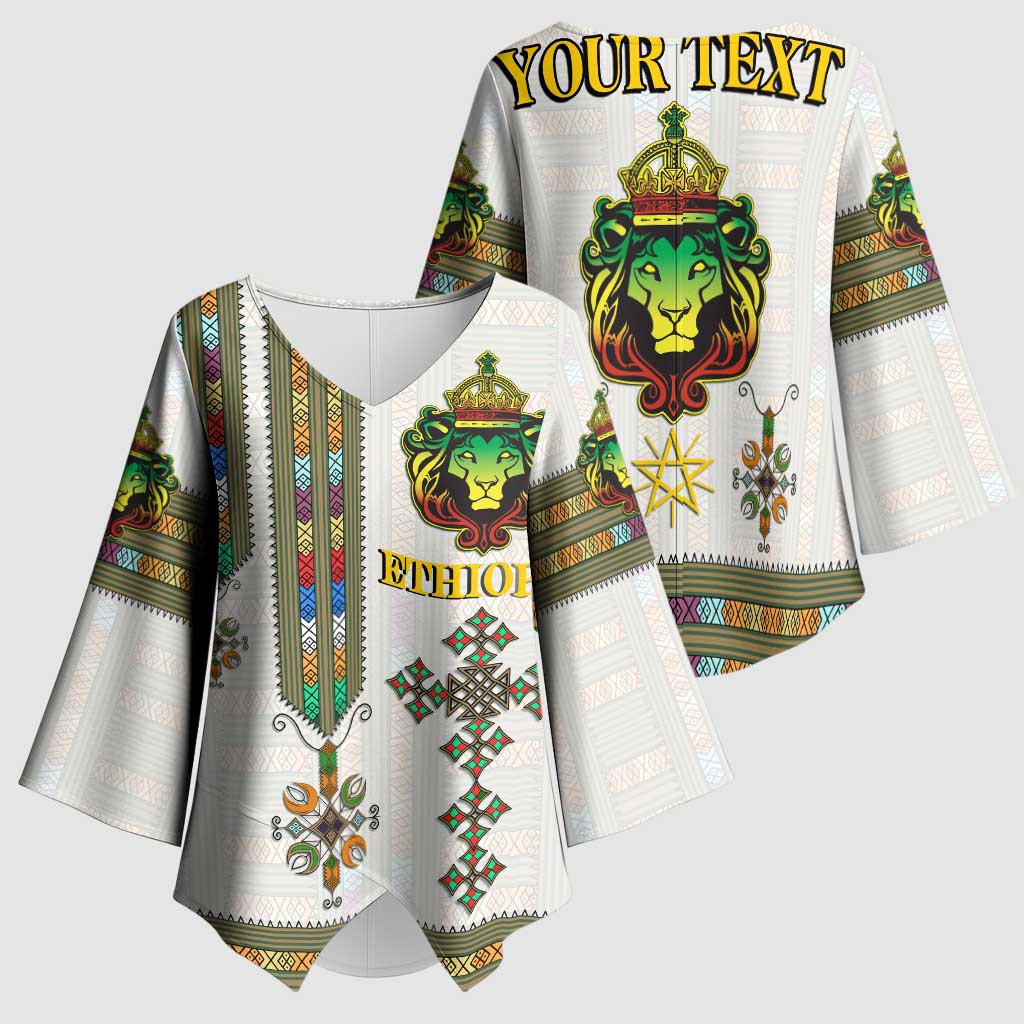 Personalized Ethiopia Lion Of Judah Kimono Sleeve Blouse Tibeb Style