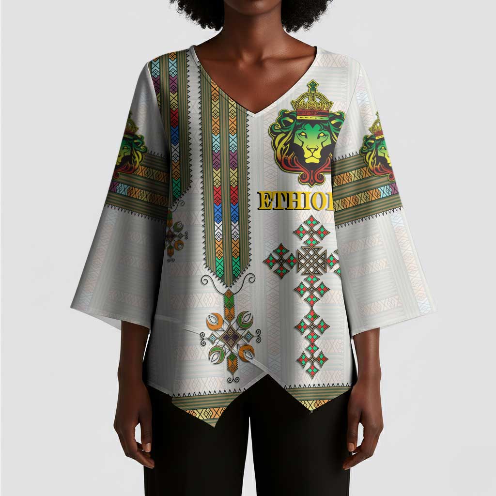 Personalized Ethiopia Lion Of Judah Kimono Sleeve Blouse Tibeb Style