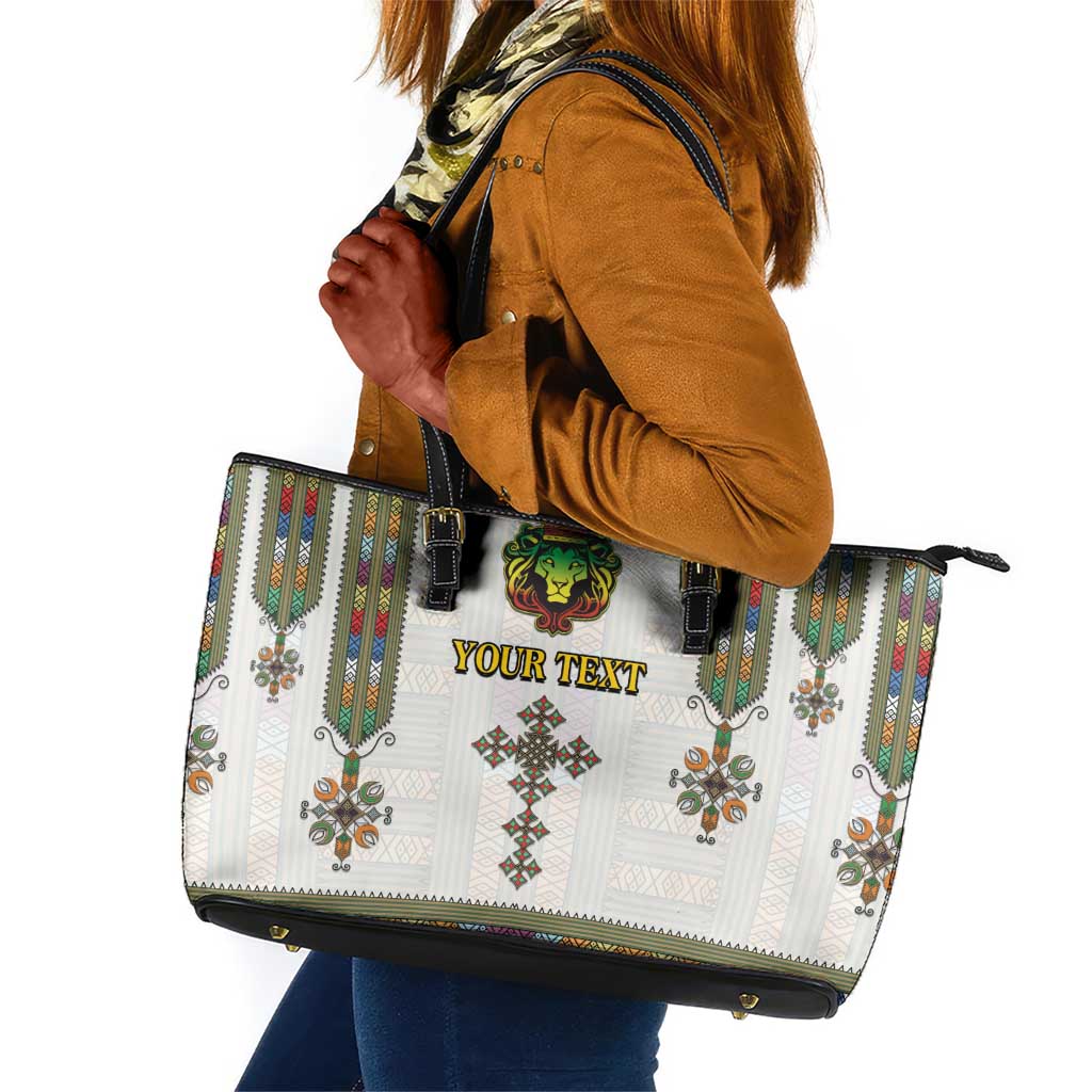 Personalized Ethiopia Lion Of Judah Leather Tote Bag Tibeb Style