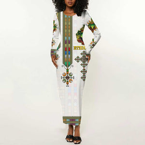 Personalized Ethiopia Lion Of Judah Long Sleeve Bodycon Dress Tibeb Style