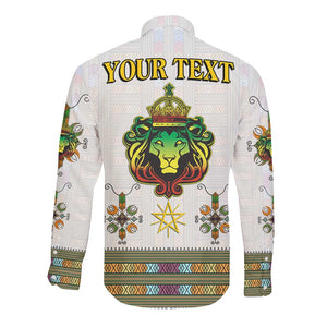 Personalized Ethiopia Lion Of Judah Long Sleeve Button Shirt Tibeb Style