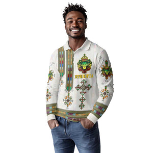 Personalized Ethiopia Lion Of Judah Long Sleeve Polo Shirt Tibeb Style