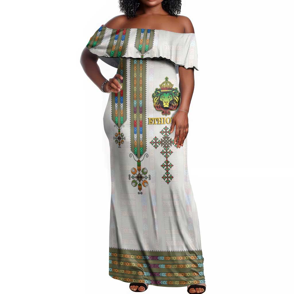 Personalized Ethiopia Lion Of Judah Off Shoulder Maxi Dress Tibeb Style