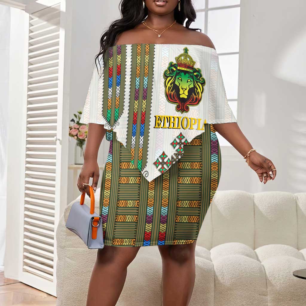 Personalized Ethiopia Lion Of Judah Off Shoulder Short Dress Tibeb Style