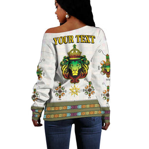 Personalized Ethiopia Lion Of Judah Off Shoulder Sweater Tibeb Style