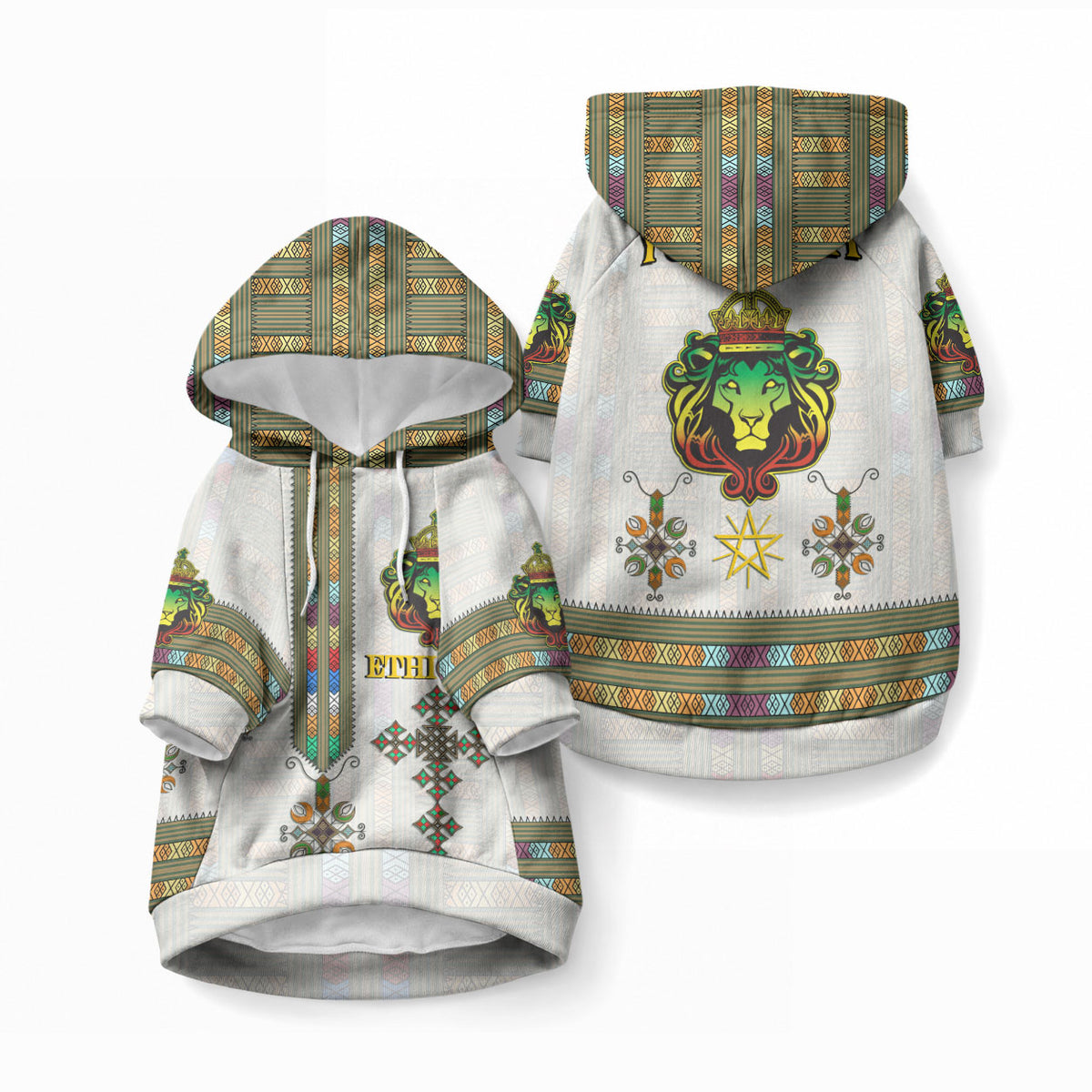 Personalized Ethiopia Lion Of Judah Pet Hoodie Tibeb Style