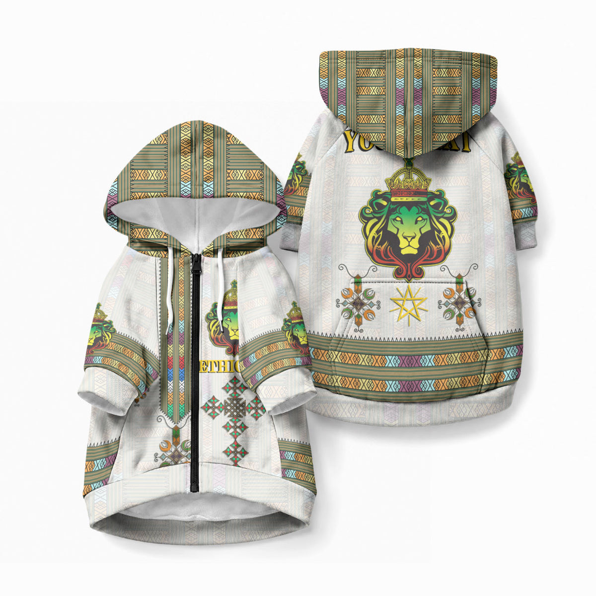 Personalized Ethiopia Lion Of Judah Pet Hoodie Tibeb Style