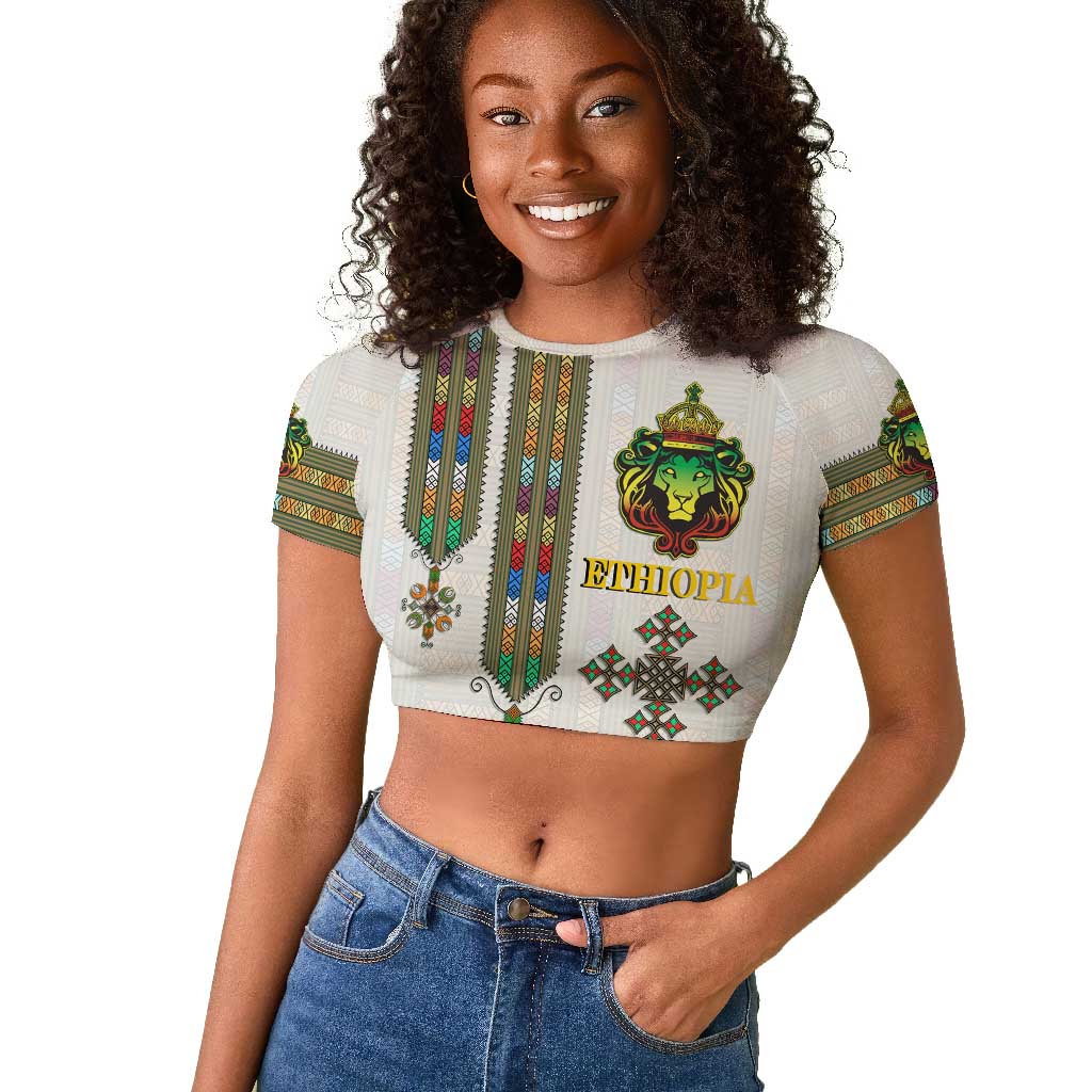 Personalized Ethiopia Lion Of Judah Raglan Cropped T shirt Tibeb Style