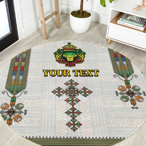 Personalized Ethiopia Lion Of Judah Round Carpet Tibeb Style