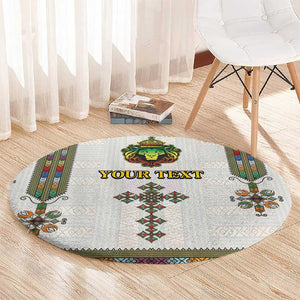 Personalized Ethiopia Lion Of Judah Round Carpet Tibeb Style