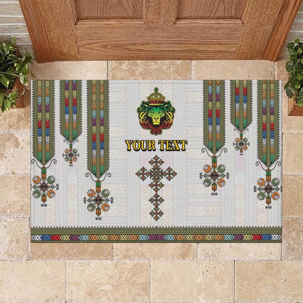 Personalized Ethiopia Lion Of Judah Rubber Doormat Tibeb Style