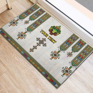 Personalized Ethiopia Lion Of Judah Rubber Doormat Tibeb Style