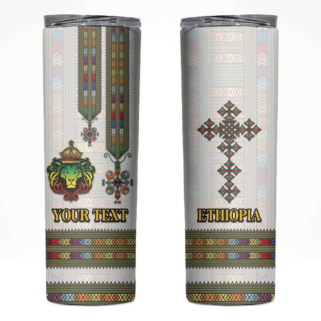 Personalized Ethiopia Lion Of Judah Skinny Tumbler Tibeb Style