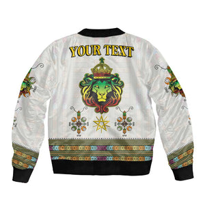 Personalized Ethiopia Lion Of Judah Sleeve Zip Bomber Jacket Tibeb Style