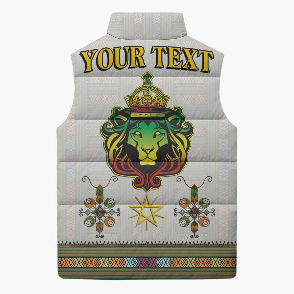 Personalized Ethiopia Lion Of Judah Sleeveless Puffer Jacket Tibeb Style