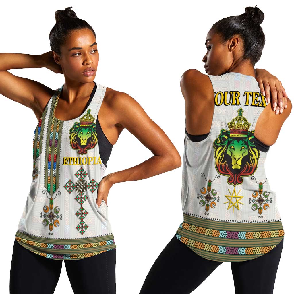 Personalized Ethiopia Lion Of Judah Women Racerback Tank Tibeb Style