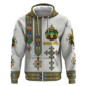 Personalized Ethiopia Lion Of Judah Zip Hoodie Tibeb Style