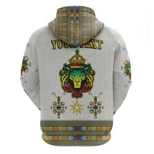 Personalized Ethiopia Lion Of Judah Zip Hoodie Tibeb Style