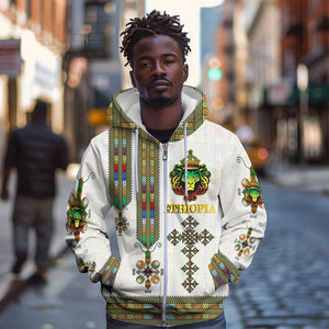 Personalized Ethiopia Lion Of Judah Zip Hoodie Tibeb Style