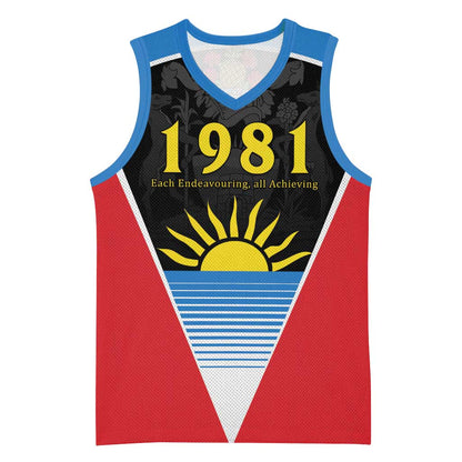 Afro-Antiguans and Barbudans 1981 Basketball Jersey Each Endeavouring All Achieving LT9
