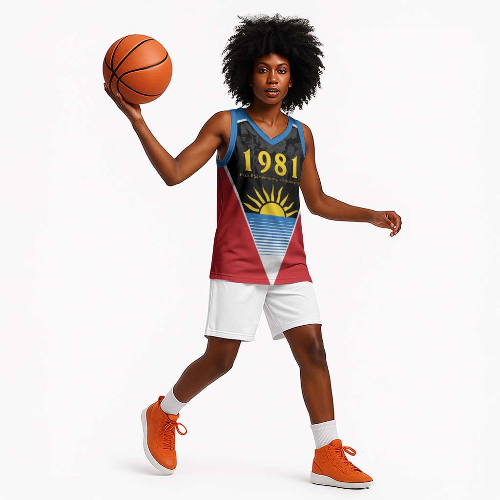 Afro-Antiguans and Barbudans 1981 Basketball Jersey Each Endeavouring All Achieving LT9