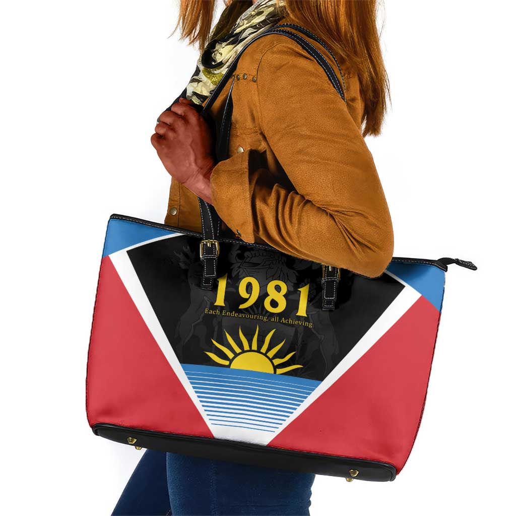 ‎Afro-Antiguans and Barbudans 1981 Leather Tote Bag Each Endeavouring All Achieving