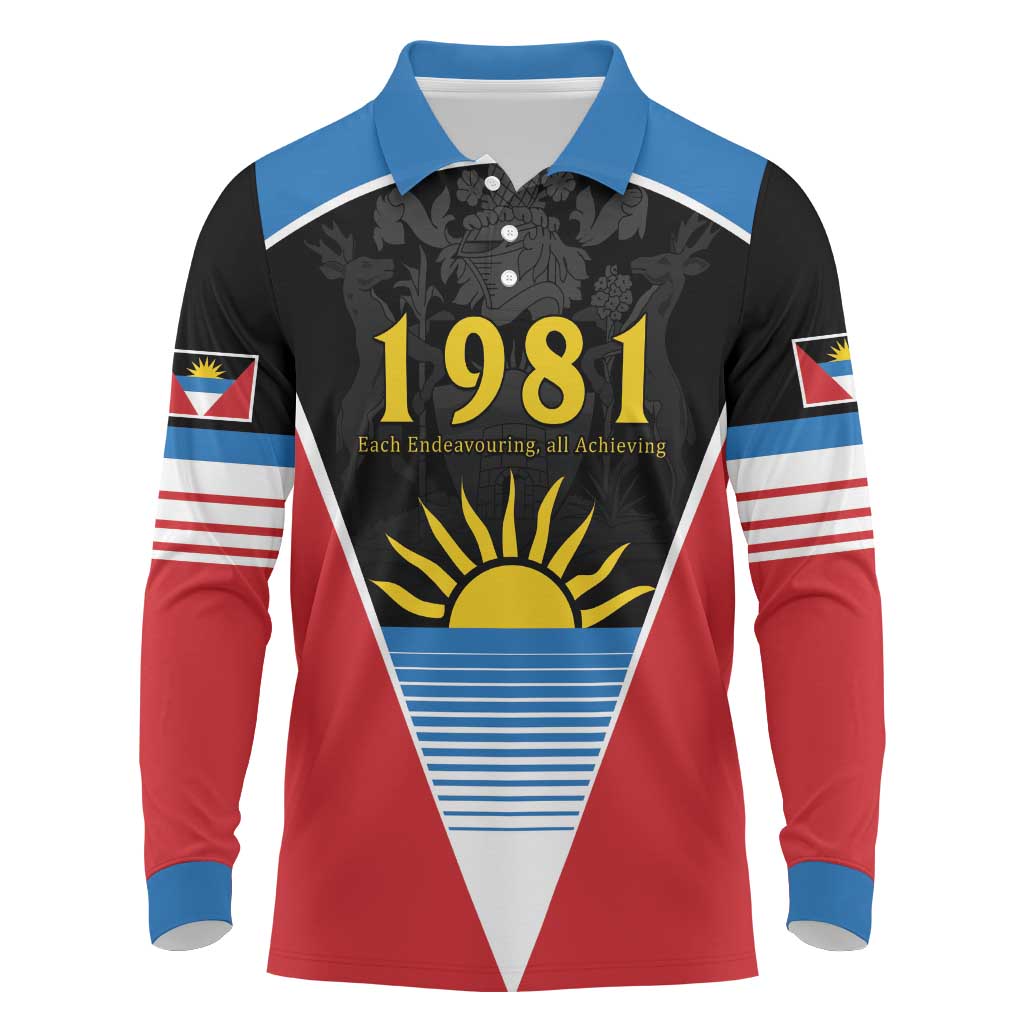 ‎Afro-Antiguans and Barbudans 1981 Long Sleeve Polo Shirt Each Endeavouring All Achieving