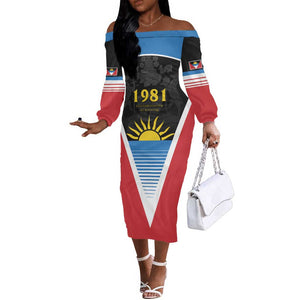 ‎Afro-Antiguans and Barbudans 1981 Off The Shoulder Long Sleeve Dress Each Endeavouring All Achieving