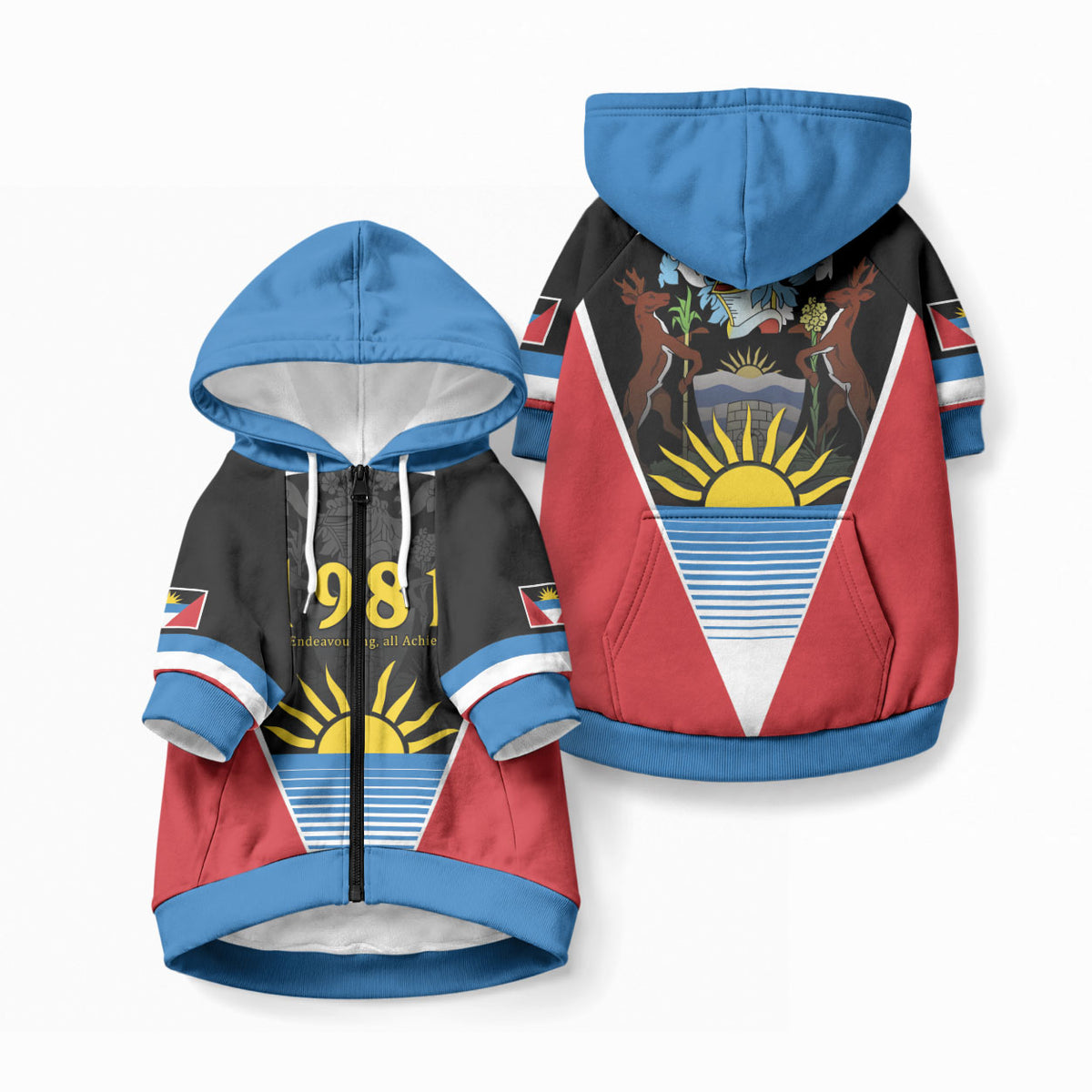 ‎Afro-Antiguans and Barbudans 1981 Pet Hoodie Each Endeavouring All Achieving