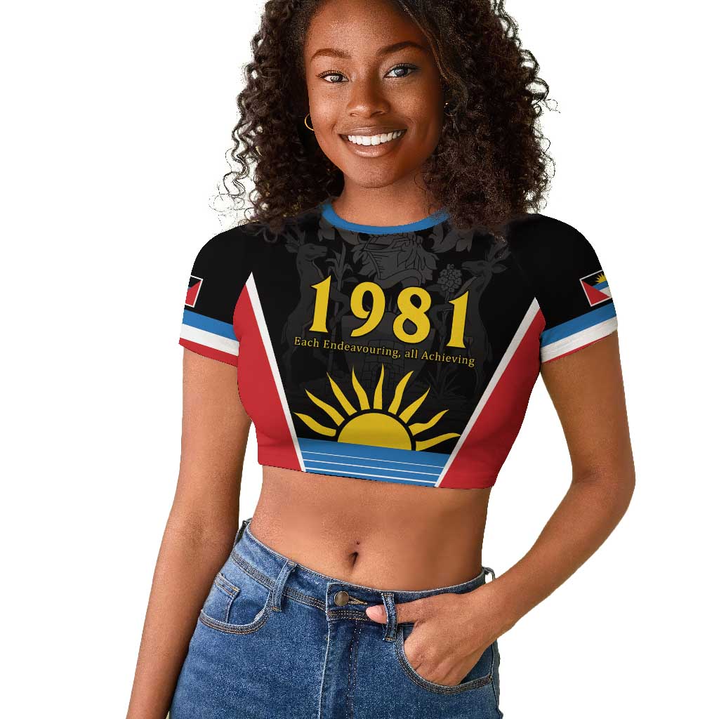 ‎Afro-Antiguans and Barbudans 1981 Raglan Cropped T shirt Each Endeavouring All Achieving