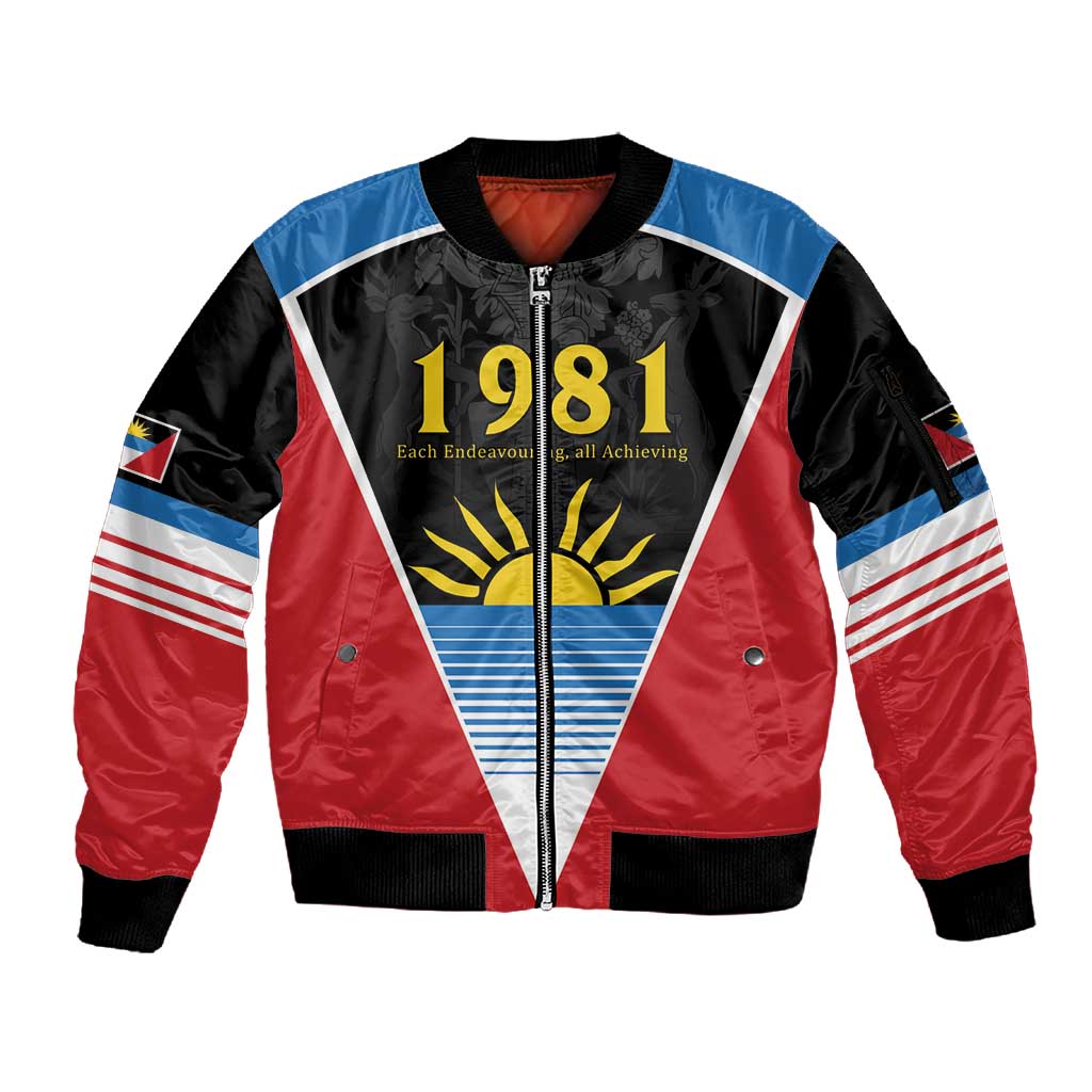 ‎Afro-Antiguans and Barbudans 1981 Sleeve Zip Bomber Jacket Each Endeavouring All Achieving