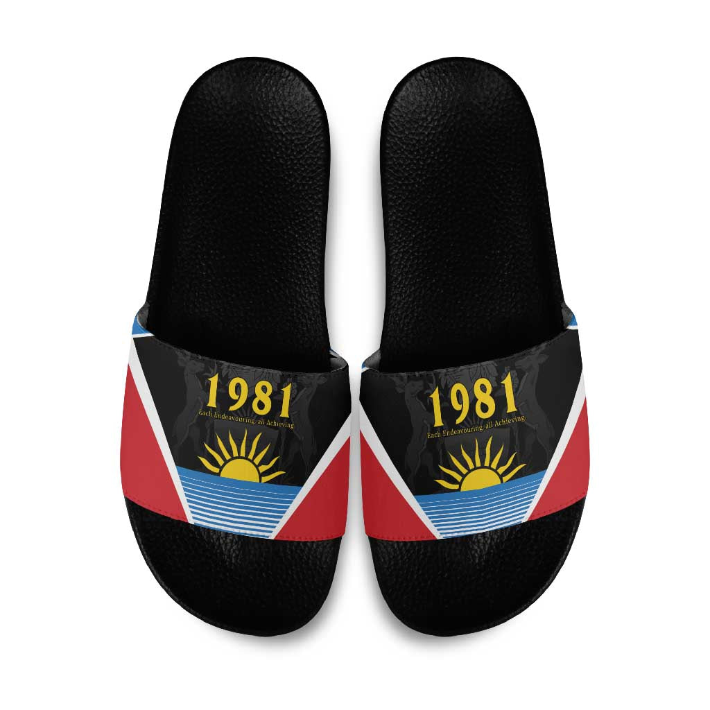 ‎Afro-Antiguans and Barbudans 1981 Slide Sandals Each Endeavouring All Achieving