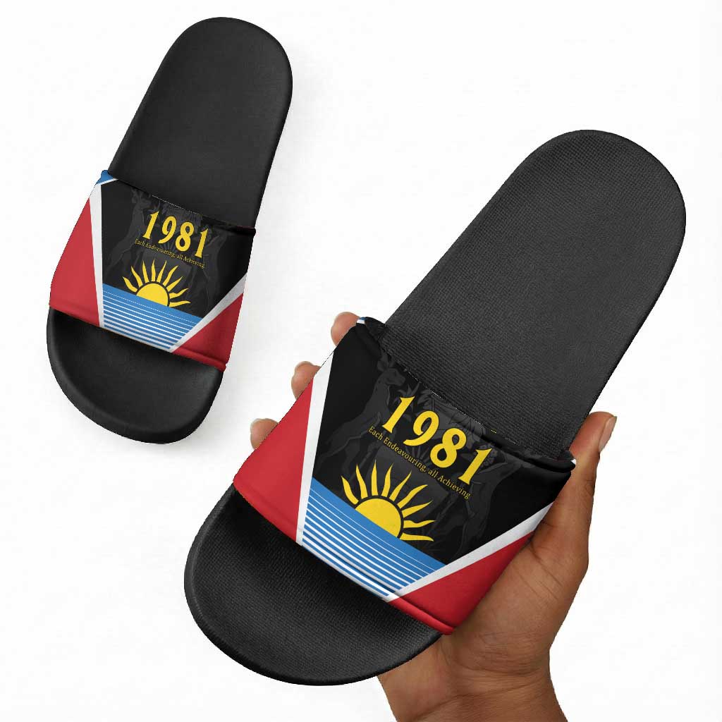 ‎Afro-Antiguans and Barbudans 1981 Slide Sandals Each Endeavouring All Achieving