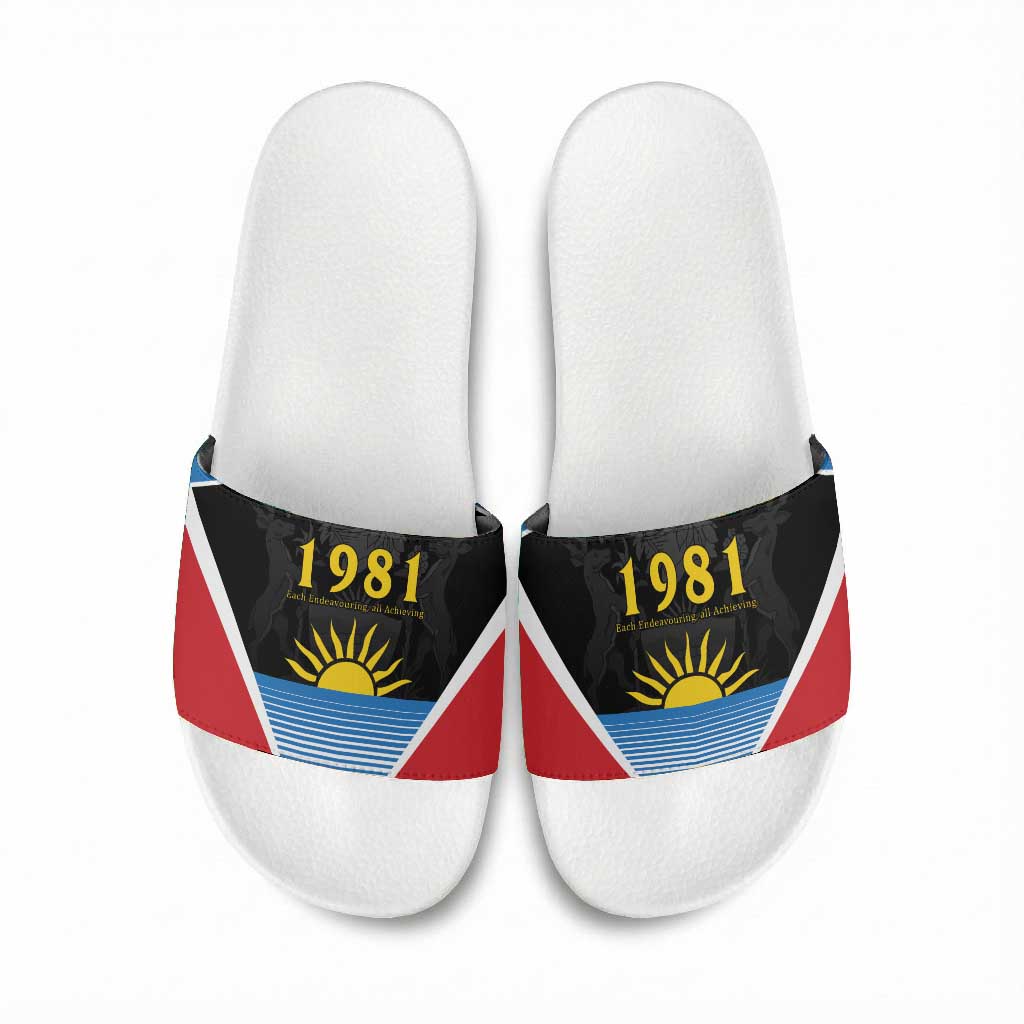 ‎Afro-Antiguans and Barbudans 1981 Slide Sandals Each Endeavouring All Achieving