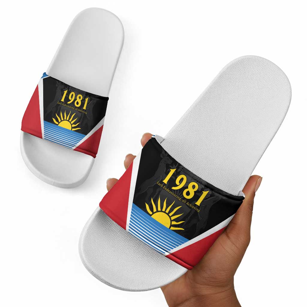 ‎Afro-Antiguans and Barbudans 1981 Slide Sandals Each Endeavouring All Achieving