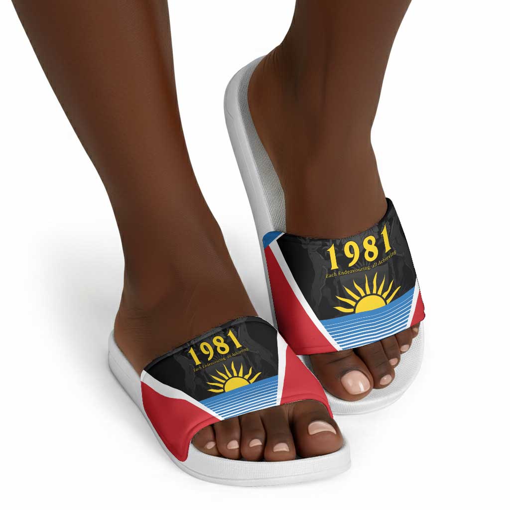 ‎Afro-Antiguans and Barbudans 1981 Slide Sandals Each Endeavouring All Achieving