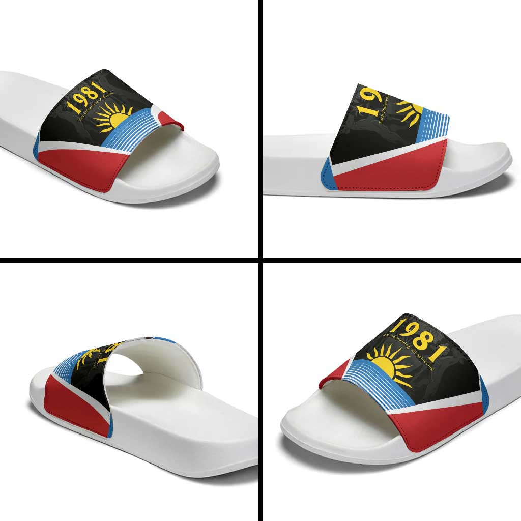 ‎Afro-Antiguans and Barbudans 1981 Slide Sandals Each Endeavouring All Achieving