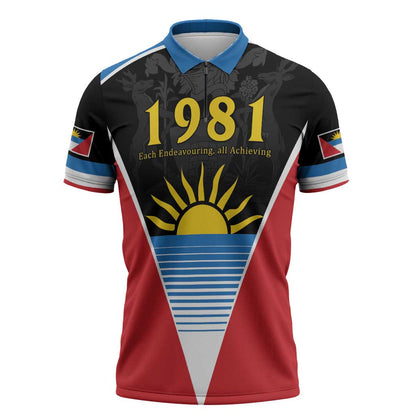 ‎Afro-Antiguans and Barbudans 1981 Zipper Polo Shirt Each Endeavouring All Achieving