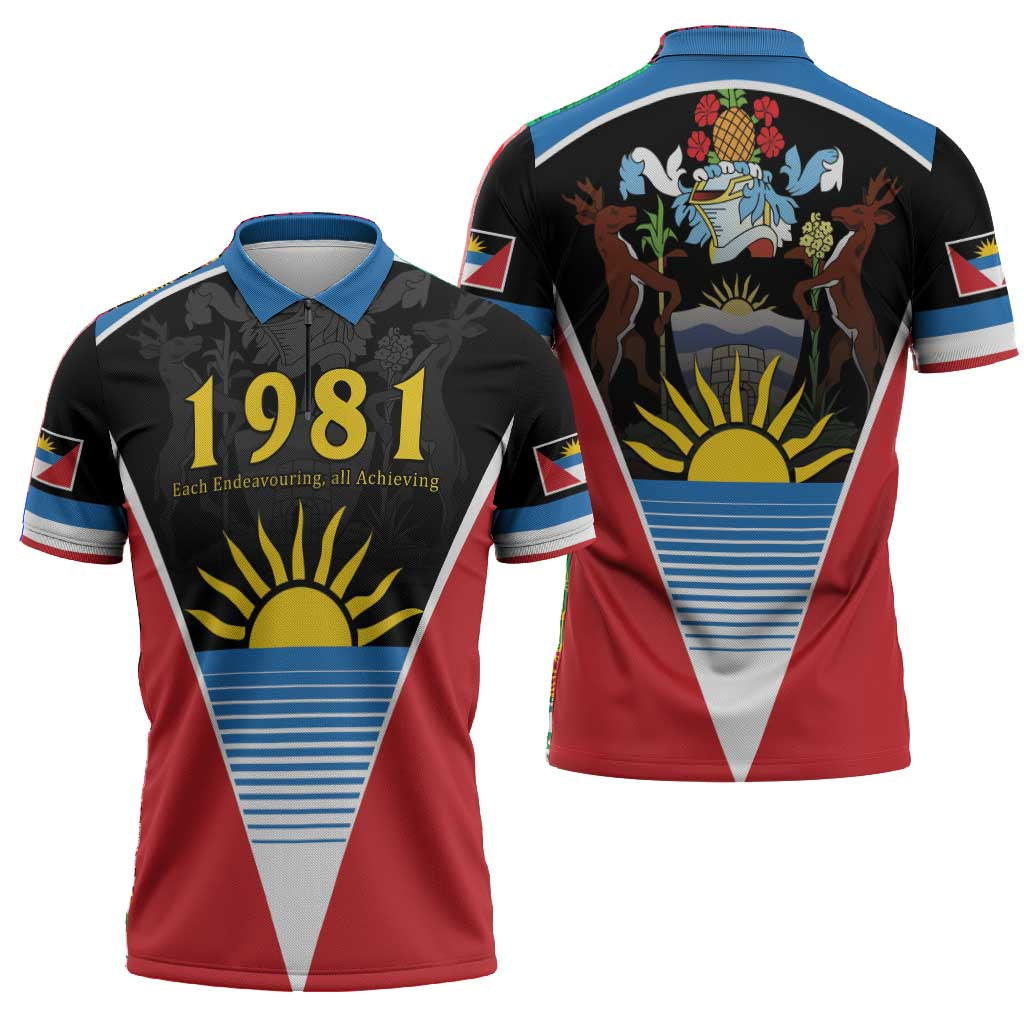 ‎Afro-Antiguans and Barbudans 1981 Zipper Polo Shirt Each Endeavouring All Achieving
