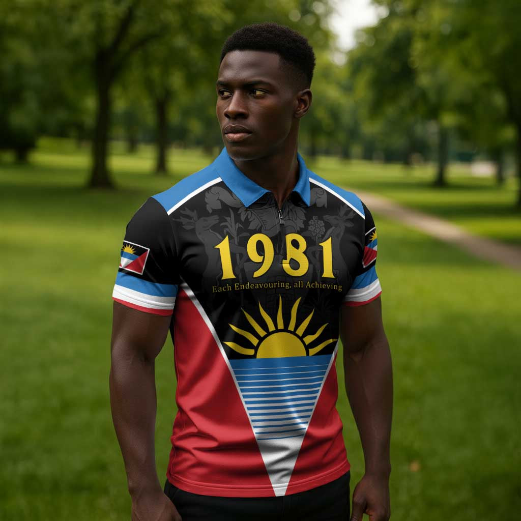 ‎Afro-Antiguans and Barbudans 1981 Zipper Polo Shirt Each Endeavouring All Achieving
