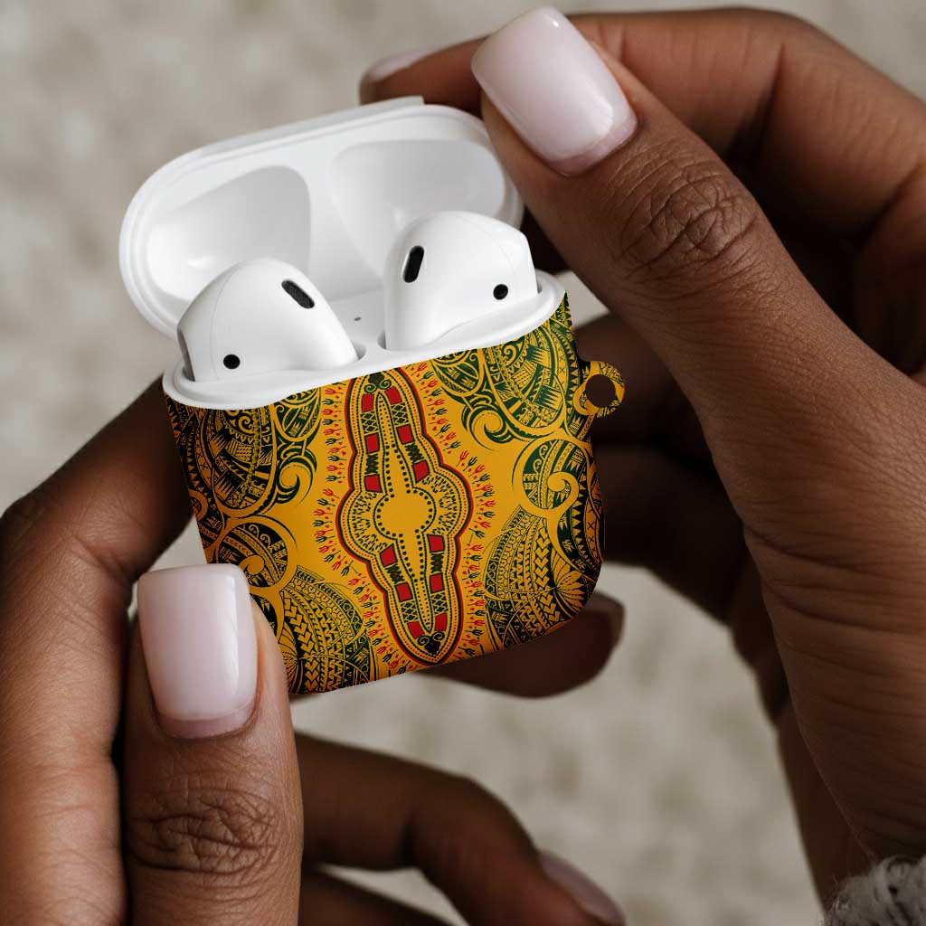 Dashiki and Polynesian Pattern AirPods Case Afro Pacific Culture Gold Version