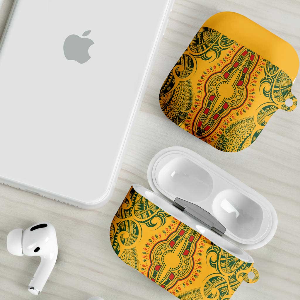 Dashiki and Polynesian Pattern AirPods Case Afro Pacific Culture Gold Version