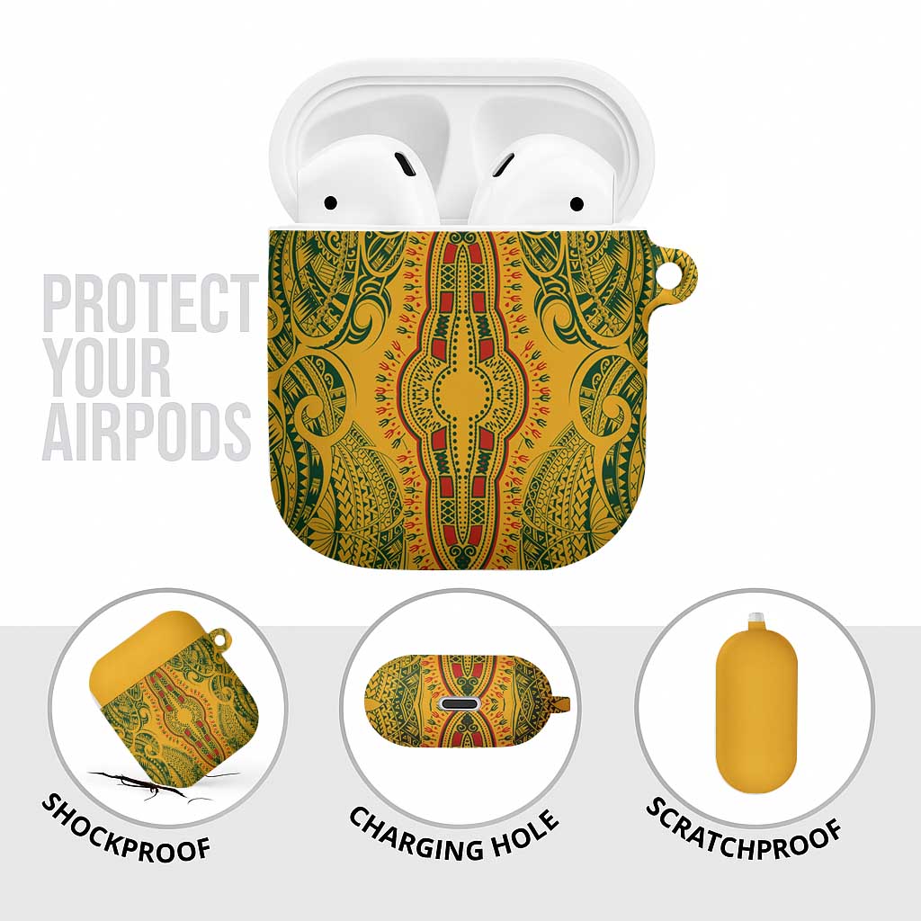 Dashiki and Polynesian Pattern AirPods Case Afro Pacific Culture Gold Version