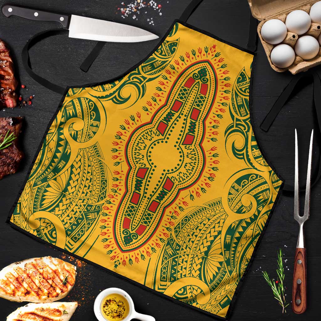 Dashiki and Polynesian Pattern Apron Afro Pacific Culture Gold Version
