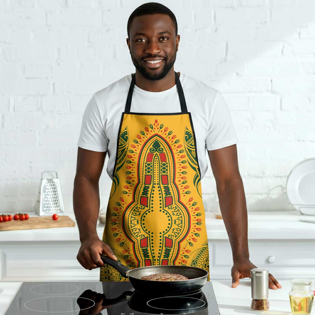 Dashiki and Polynesian Pattern Apron Afro Pacific Culture Gold Version