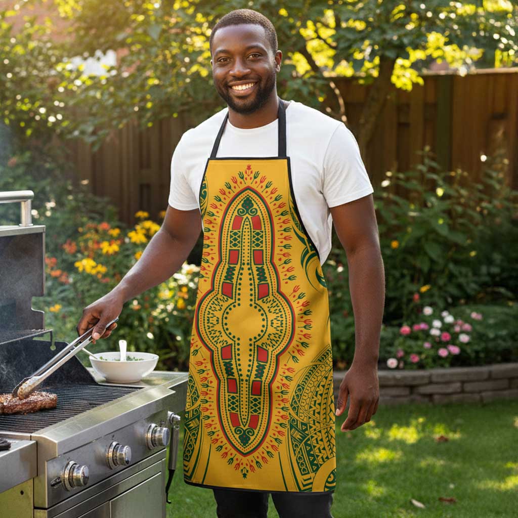 Dashiki and Polynesian Pattern Apron Afro Pacific Culture Gold Version